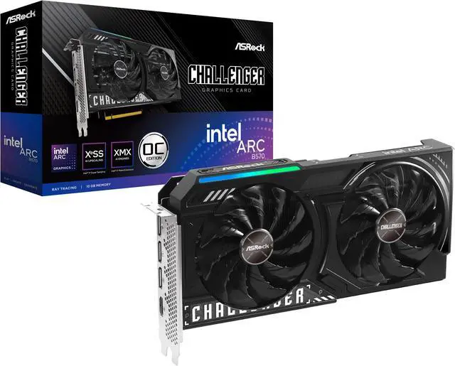 Alt view image 3 of 3 - ASRock Challenger Arc B570 10GB GDDR6 PCI Express 4.0 x8 ATX Graphics Card B570 CL 10GO