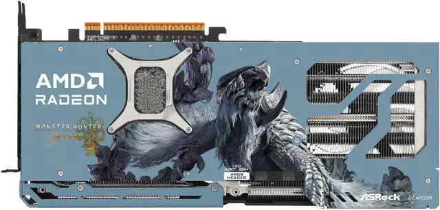 Alt view image 3 of 11 - ASRock Monster Hunter Wilds Radeon RX 9070 XT 16GB GDDR6 PCI Express 5.0 x16 Graphics Card RX9070XT MH 16G