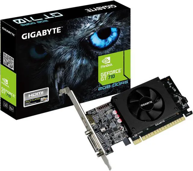 Alt view image 4 of 4 - GIGABYTE GeForce GT 710 2GB DDR5 PCI Express 2.0 x8 Low Profile Graphics Card GV-N710D5-2GL