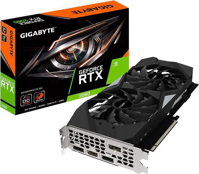 Alt view image 5 of 6 - GIGABYTE GeForce RTX 2060 WINDFORCE OC 6G Graphics Card, 2 x WINDFORCE Fans, 6GB 192-Bit GDDR6, GV-N2060WF2OC-6GD Video Card