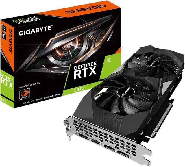 Alt view image 8 of 9 - GIGABYTE GeForce RTX 2070 WINDFORCE 8G (Rev 3.0) Graphics Card, 2 x WINDFORCE Fans, 8GB 256-Bit GDDR6, GV-N2070WF2-8GD (Rev 3.0) Video Card
