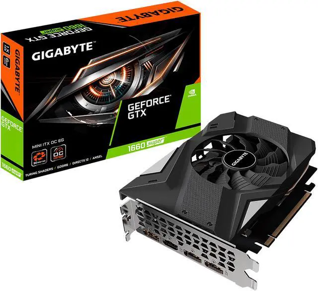 Alt view image 6 of 6 - GIGABYTE GeForce GTX 1660 SUPER MINI ITX OC 6G Graphics Card, 170mm Compact Size, 6GB 192-Bit GDDR6, GV-N166SIXOC-6GD Video Card