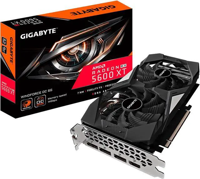 Alt view image 9 of 9 - GIGABYTE Radeon RX 5600 XT WINDFORCE OC 6G (Rev 2.0) Graphics Card, PCIe 4.0, 6GB 192-Bit GDDR6, GV-R56XTWF2OC-6GD Video Card