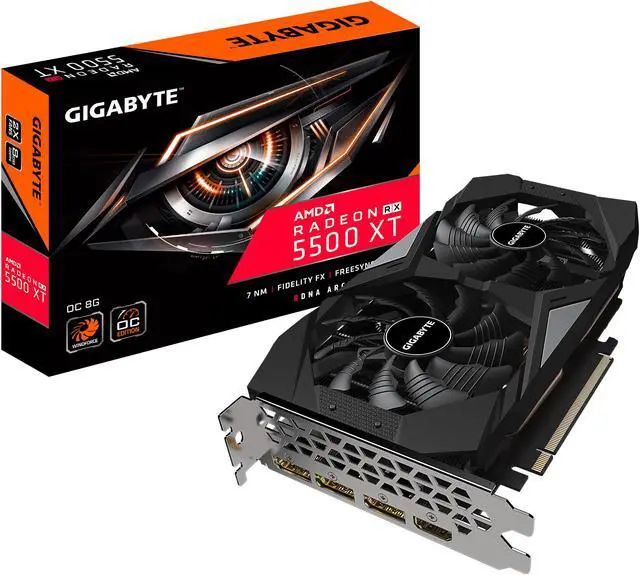 Alt view image 8 of 8 - GIGABYTE Radeon RX 5500 XT OC 4G (rev. 2.0) Graphics Card, PCIe 4.0, 4GB 128-Bit GDDR6, GV-R55XTOC-4GD Video Card