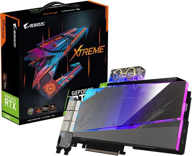 Alt view image 10 of 10 - GIGABYTE AORUS GeForce RTX 3090 XTREME WATERFORCE WB 24G Graphics Card, WATERFORCE Water Block Cooling System, 24GB 384-bit GDDR6X, GV-N3090AORUSX WB-24GD Video Card