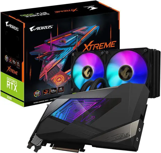 Alt view image 12 of 12 - GIGABYTE AORUS GeForce RTX 3090 XTREME WATERFORCE 24G Graphics Card, WATERFORCE All-in-One Cooling System, 24GB 384-bit GDDR6X, GV-N3090AORUSX W-24GD Video Card