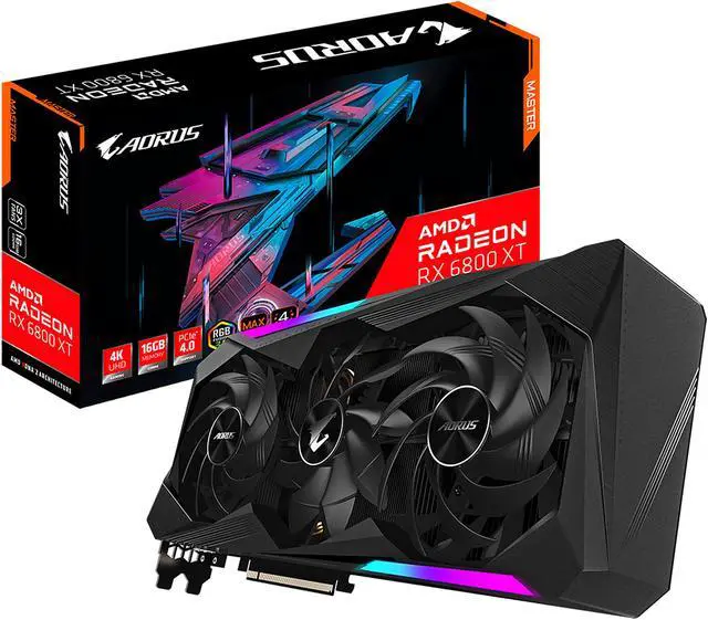 Alt view image 11 of 11 - GIGABYTE AORUS Radeon RX 6800 XT MASTER 16G Graphics Card, MAX-COVERED Cooling, 16GB 256-bit GDDR6, GV-R68XTAORUS M-16GD Video Card