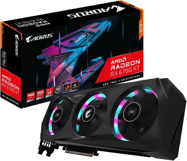 Alt view image 11 of 11 - GIGABYTE AORUS Radeon RX 6700 XT ELITE 12G Graphics Card, WINDFORCE 3X Cooling System, 12GB 192-bit GDDR6, GV-R67XTAORUS E-12GD Video Card