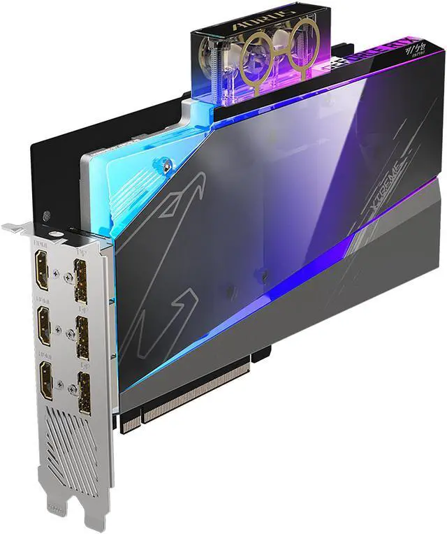 Alt view image 5 of 11 - GIGABYTE AORUS GeForce RTX 3080 XTREME WATERFORCE WB 10G (rev. 2.0) Graphics Card, WATERFORCE Water Block Cooling System, 10GB 320-bit GDDR6X, GV-N3080AORUSX WB-10GD Rev2.0 Video Card (LHR)
