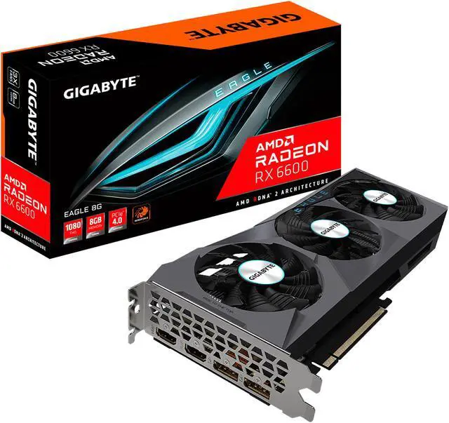 Alt view image 11 of 11 - GIGABYTE Radeon RX 6600 EAGLE 8G Graphics Card, WINDFORCE 3X Cooling System, 8GB 128-bit GDDR6, GV-R66EAGLE-8GD Video Card