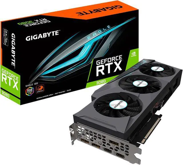 Alt view image 10 of 10 - GIGABYTE GeForce RTX 3080 EAGLE 12G Graphics Card, 3 x WINDFORCE Fans, 12GB 384-bit GDDR6X, GV-N3080EAGLE-12GD Video Card