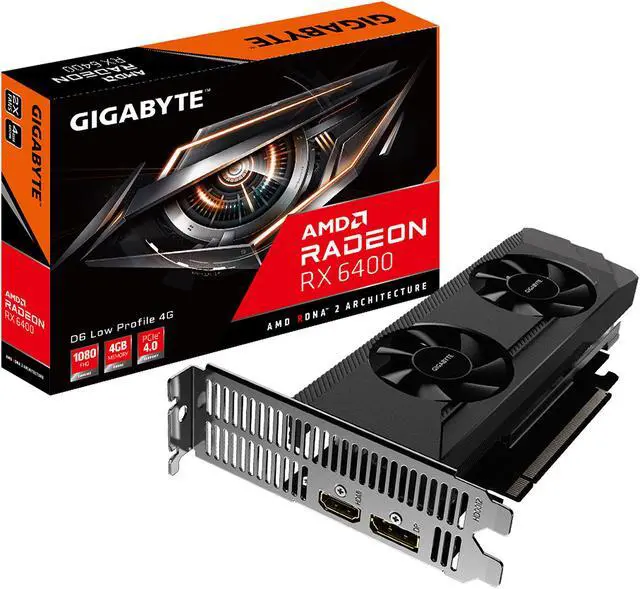 Alt view image 8 of 8 - GIGABYTE Radeon RX 6400 4GB GDDR6 PCI Express 4.0 Low Profile Graphics Card GV-R64D6-4GL