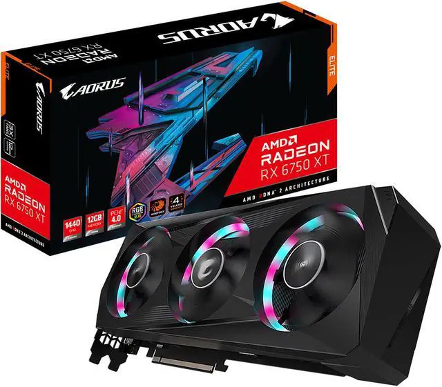 Alt view image 12 of 12 - GIGABYTE AORUS Radeon RX 6750 XT 12GB GDDR6 PCI Express 4.0 ATX Graphics Card GV-R675XTAORUS E-12GD