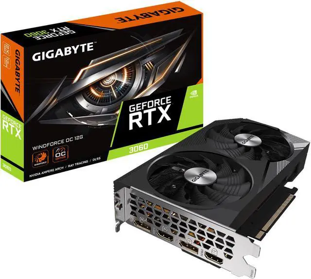 Alt view image 9 of 9 - GIGABYTE WINDFORCE OC GeForce RTX 3060 12GB GDDR6 PCI Express 4.0 x16 ATX Graphics Card GV-N3060WF2OC-12GD