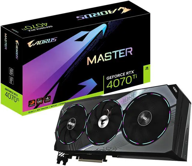 Alt view image 12 of 12 - GIGABYTE AORUS GeForce RTX 4070 Ti MASTER 12G Graphics Card, 3x WINDFORCE Fans, 12GB 192-bit GDDR6X, GV-N407TAORUS M-12GD Video Card