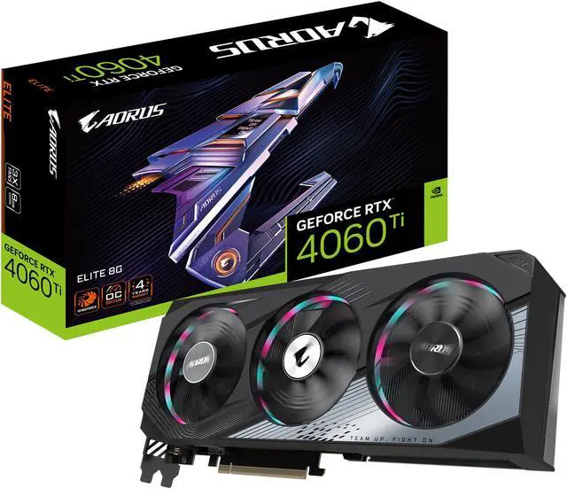 Alt view image 12 of 12 - GIGABYTE AORUS GeForce RTX 4060 Ti ELITE 8G Graphics Card, 3x WINDFORCE Fans, 8GB 128-bit GDDR6, GV-N406TAORUS E-8GD Video Card