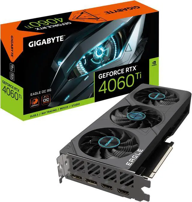 Alt view image 10 of 10 - GIGABYTE GeForce RTX 4060 Ti EAGLE OC 8G Graphics Card, 3x WINDFORCE Fans, 8GB 128-bit GDDR6, GV-N406TEAGLE OC-8GD Video Card