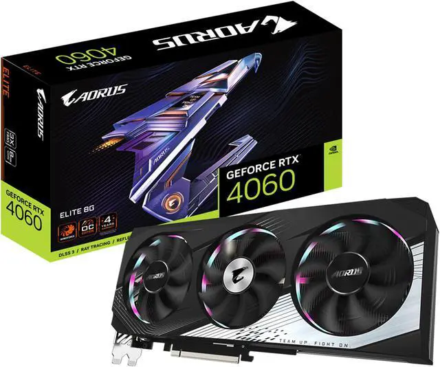 Alt view image 10 of 10 - GIGABYTE AORUS GeForce RTX 4060 ELITE 8G Graphics Card, 3x WINDFORCE Fans, 8GB 128-bit GDDR6, GV-N4060AORUS E-8GD Video Card
