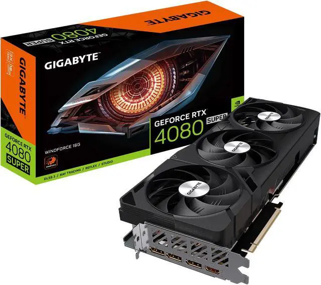 Alt view image 8 of 8 - GIGABYTE GeForce RTX 4080 SUPER WINDFORCE 16G Graphics Card, 3x WINDFORCE Fans, 16GB 256-bit GDDR6X, GV-N408SWF3-16GD Video Card