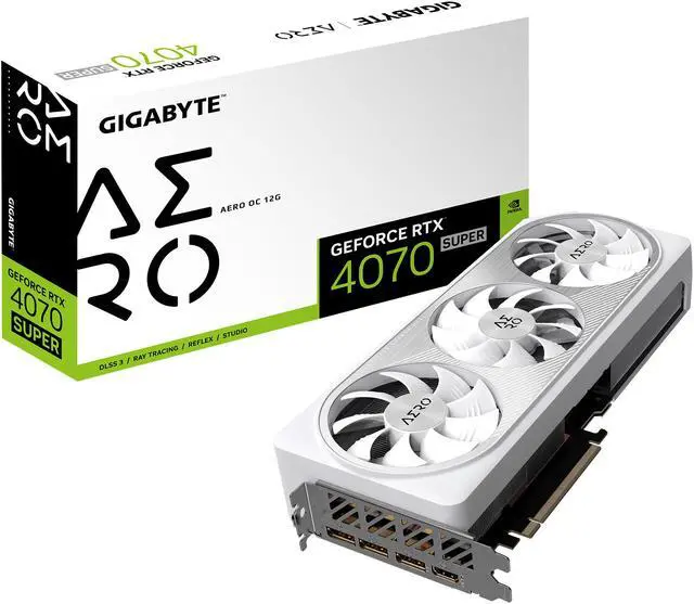 Alt view image 8 of 8 - GIGABYTE GeForce RTX 4070 SUPER AERO OC 12G Graphics Card, 3x WINDFORCE Fans, 12GB 192-bit GDDR6X, GV-N407SAERO OC-12GD Video Card
