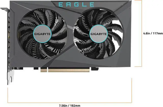 Alt view image 5 of 7 - GIGABYTE GeForce RTX 3050 EAGLE OC 6G Graphics Card, 2x WINDFORCE Fans, 6GB GDDR6 96-bit GDDR6, GV-N3050EAGLE OC-6GD Video Card
