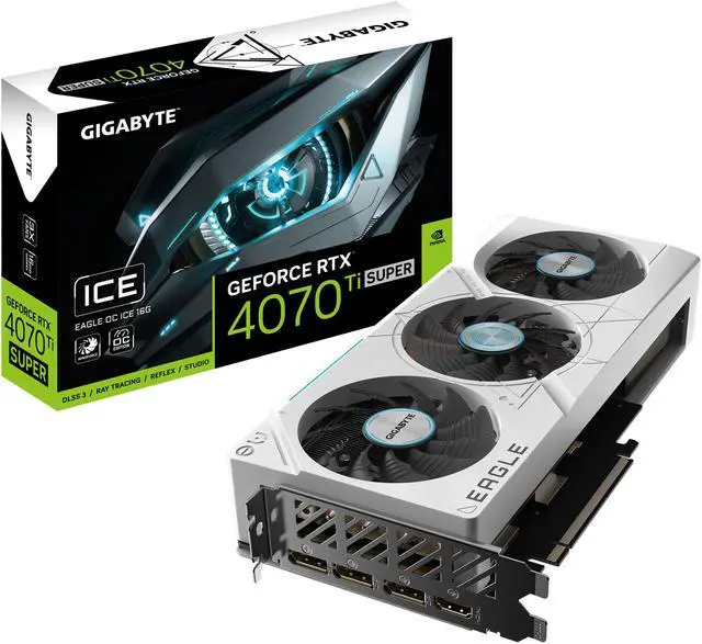 Alt view image 8 of 8 - GIGABYTE GeForce RTX 4070 Ti SUPER EAGLE OC ICE 16G Graphics Card, 3x WINDFORCE Fans, 16GB 256-bit GDDR6X, GV-N407TSEAGLE OC ICE-16GD Video Card