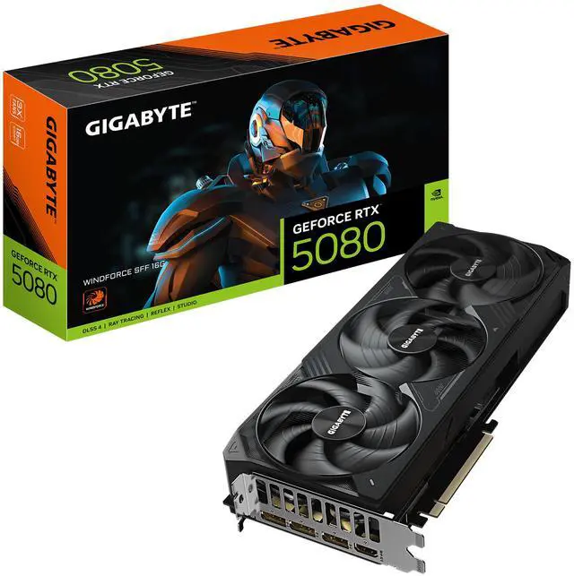 Alt view image 8 of 8 - GIGABYTE WINDFORCE GeForce RTX 5080 16GB GDDR7 PCI Express 5.0 x16 ATX Graphics Card GV-N5080WF3-16GD