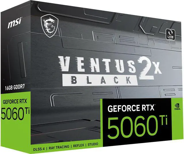 Alt view image 11 of 11 - MSI Ventus GeForce RTX 5060 Ti 16GB GDDR7 PCI Express 5.0 x 16 (use x8) Graphics Card RTX 5060 Ti 16G VENTUS 2X BLACK PLUS
