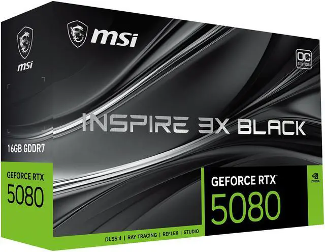 Alt view image 10 of 11 - MSI INSPIRE GeForce RTX 5080 16GB GDDR7 PCI Express 5.0 ATX Graphics Card RTX 5080 16G INSPIRE 3X OC BLACK