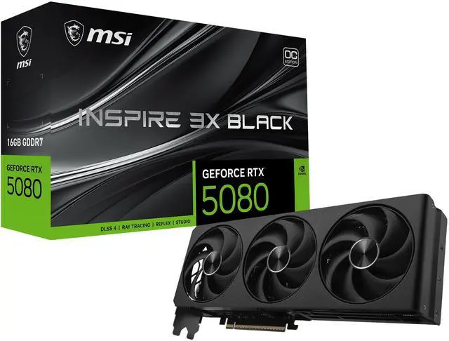 Alt view image 11 of 11 - MSI INSPIRE GeForce RTX 5080 16GB GDDR7 PCI Express 5.0 ATX Graphics Card RTX 5080 16G INSPIRE 3X OC BLACK