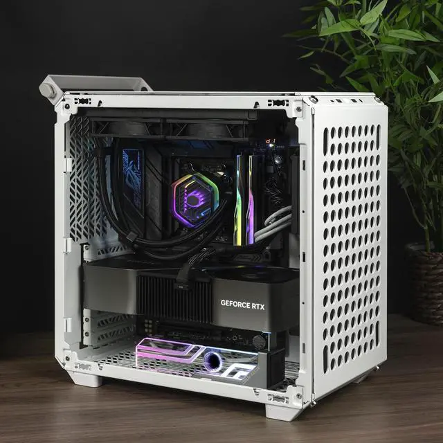Alt view image 12 of 14 - Cooler Master Atlas ARGB GPU Support Bracket, Aluminum Magnets Stand, Infinity Mirror Design, ARGB Tempered Glass, Dual-Axis Mode Vertical | Horizontal. (MCA-U000R-AGSBTG-00)