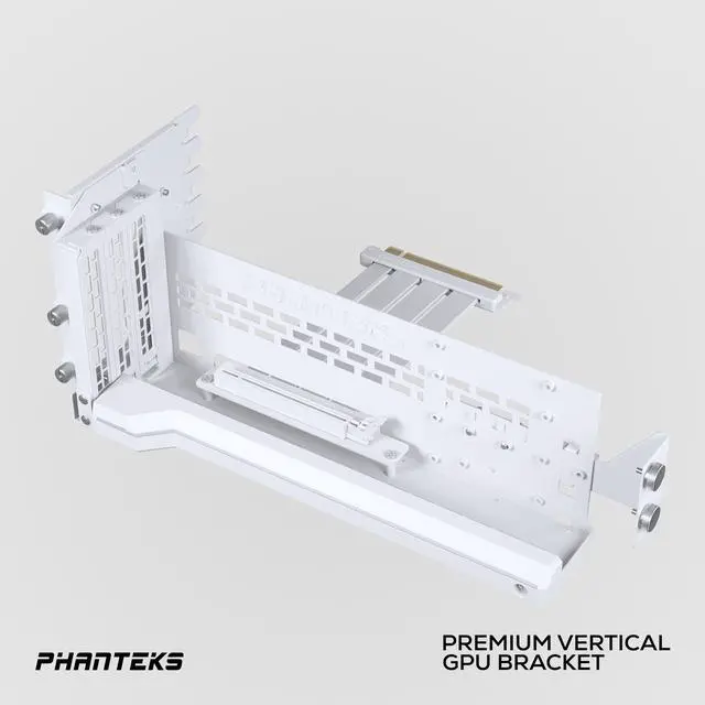 Alt view image 2 of 8 - Phanteks Premium GEN4 Vertical GPU Bracket, DRGB Lighting, Adjustable tilt position 15 to 30 degrees, White