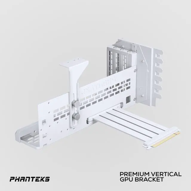 Alt view image 3 of 8 - Phanteks Premium GEN4 Vertical GPU Bracket, DRGB Lighting, Adjustable tilt position 15 to 30 degrees, White
