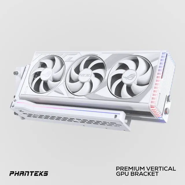 Alt view image 4 of 8 - Phanteks Premium GEN4 Vertical GPU Bracket, DRGB Lighting, Adjustable tilt position 15 to 30 degrees, White