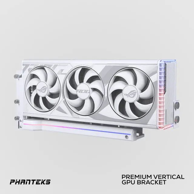 Alt view image 5 of 8 - Phanteks Premium GEN4 Vertical GPU Bracket, DRGB Lighting, Adjustable tilt position 15 to 30 degrees, White