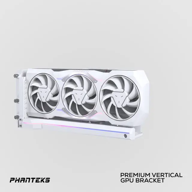 Alt view image 6 of 8 - Phanteks Premium GEN4 Vertical GPU Bracket, DRGB Lighting, Adjustable tilt position 15 to 30 degrees, White