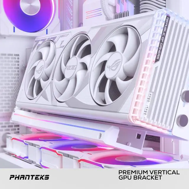 Alt view image 8 of 8 - Phanteks Premium GEN4 Vertical GPU Bracket, DRGB Lighting, Adjustable tilt position 15 to 30 degrees, White