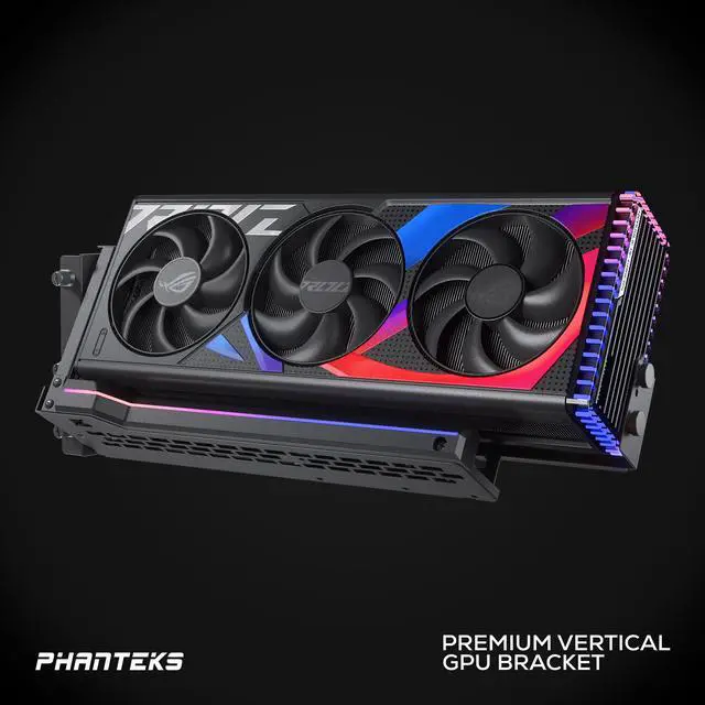Alt view image 4 of 8 - Phanteks Premium GEN4 Vertical GPU Bracket, DRGB Lighting, Adjustable tilt position 15 to 30 degrees, Black