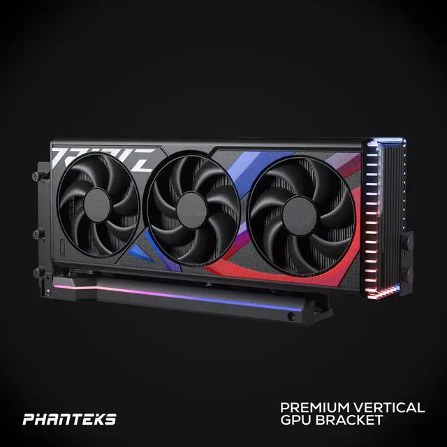 Alt view image 5 of 8 - Phanteks Premium GEN4 Vertical GPU Bracket, DRGB Lighting, Adjustable tilt position 15 to 30 degrees, Black