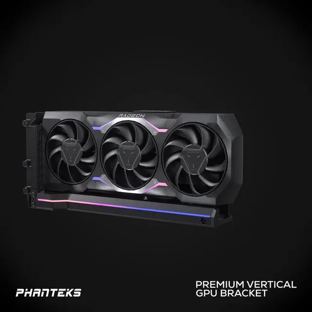 Alt view image 6 of 8 - Phanteks Premium GEN4 Vertical GPU Bracket, DRGB Lighting, Adjustable tilt position 15 to 30 degrees, Black