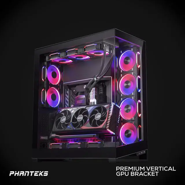 Alt view image 7 of 8 - Phanteks Premium GEN4 Vertical GPU Bracket, DRGB Lighting, Adjustable tilt position 15 to 30 degrees, Black