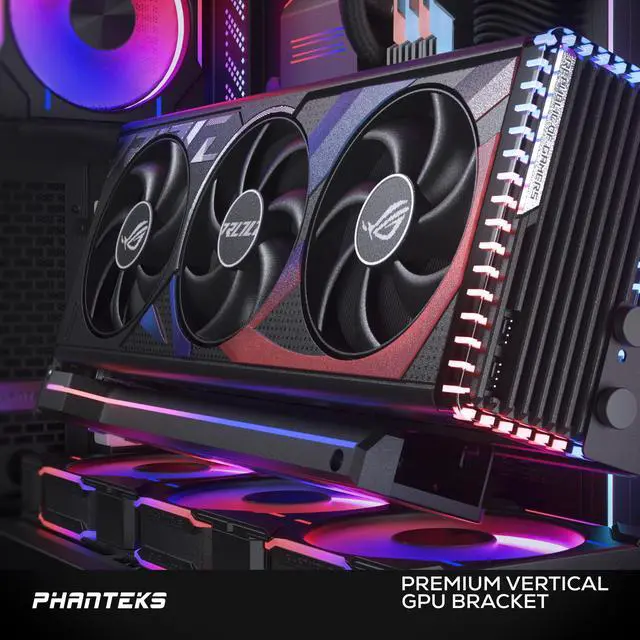 Alt view image 8 of 8 - Phanteks Premium GEN4 Vertical GPU Bracket, DRGB Lighting, Adjustable tilt position 15 to 30 degrees, Black