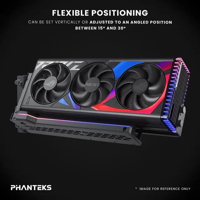 Alt view image 3 of 6 - Phanteks Premium Gen5 Vertical GPU Bracket, PCIex16 Gen5, D-RGB Lighting, 220mm, Black