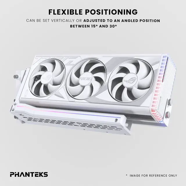 Alt view image 3 of 6 - Phanteks Premium Gen5 Vertical GPU Bracket, PCIex16 Gen5, D-RGB Lighting, 220mm, White.