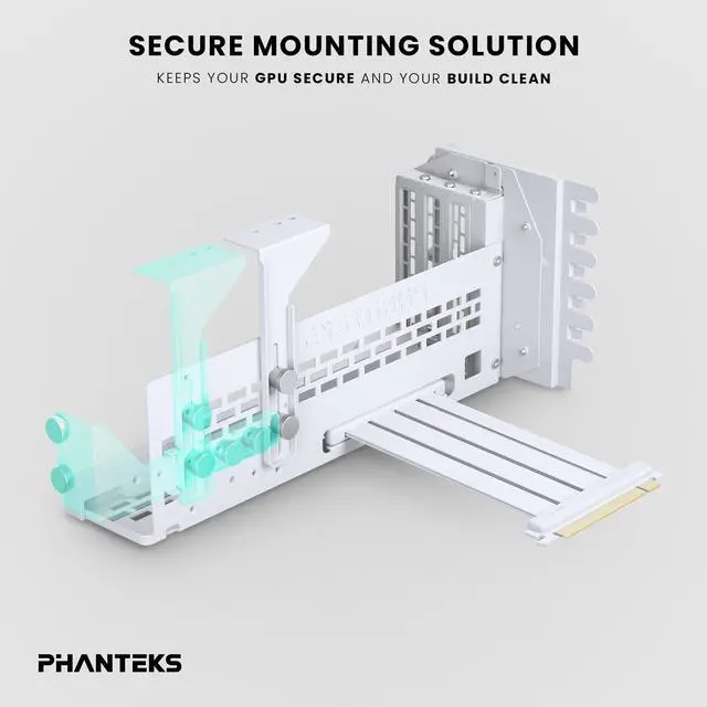 Alt view image 4 of 6 - Phanteks Premium Gen5 Vertical GPU Bracket, PCIex16 Gen5, D-RGB Lighting, 220mm, White.