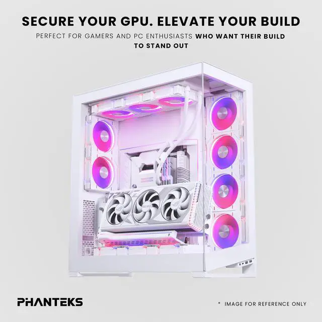 Alt view image 6 of 6 - Phanteks Premium Gen5 Vertical GPU Bracket, PCIex16 Gen5, D-RGB Lighting, 220mm, White.