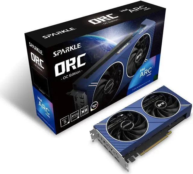 Alt view image 10 of 14 - SPARKLE Intel Arc A580 ORC OC Edition, 8GB GDDR6, ThermalSync, TORN Cooling, Axial Fan, Metal Backplate, SA580C-8GOC