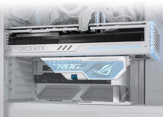 Alt view image 10 of 10 - ASUS ROG Herculx Graphics Card Holder White Edition (Tool-free design, Included spirit level, Solid zinc alloy, 72-128mm, Aura Sync)