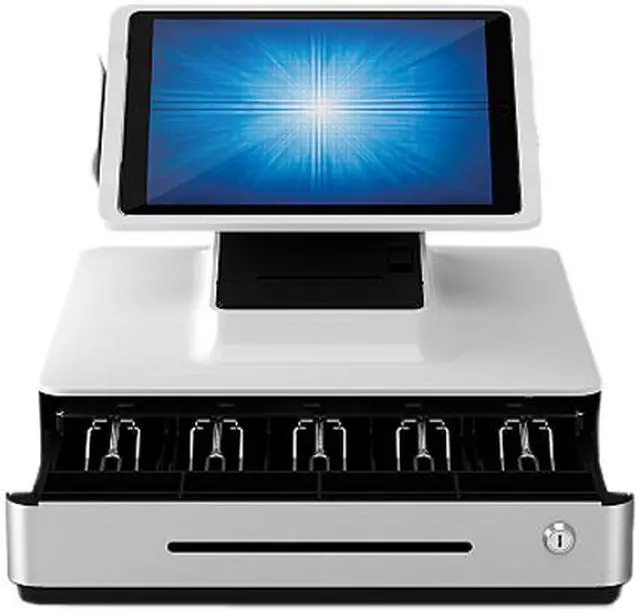Alt view image 2 of 8 - Elo E475092 PayPoint Plus POS System for 9.7" iPads with Barcode Scanner, Receipt Printer, Cash Drawer, MSR & Customer Facing Display, NA/China - White
