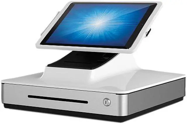 Alt view image 3 of 8 - Elo E475092 PayPoint Plus POS System for 9.7" iPads with Barcode Scanner, Receipt Printer, Cash Drawer, MSR & Customer Facing Display, NA/China - White